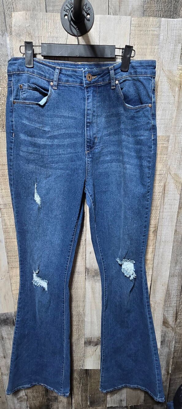 Articles of Society Blue Denim Flare High Rise Jeans 13/31
